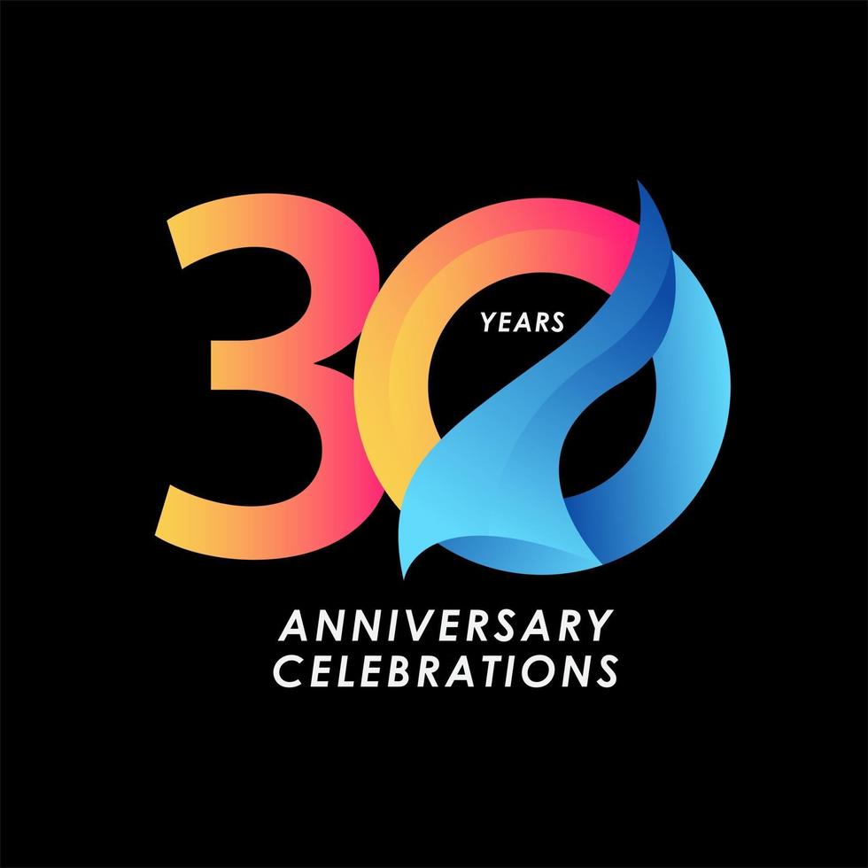 30 Years Anniversary Celebration Number Vector Template Design Illustration