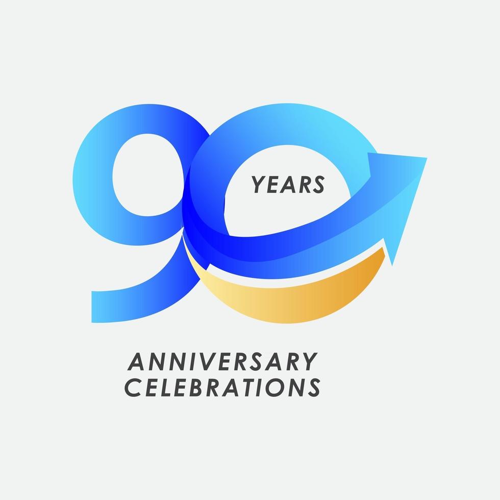 Ilustración de diseño de plantilla de vector de número de celebración de aniversario de 90 años