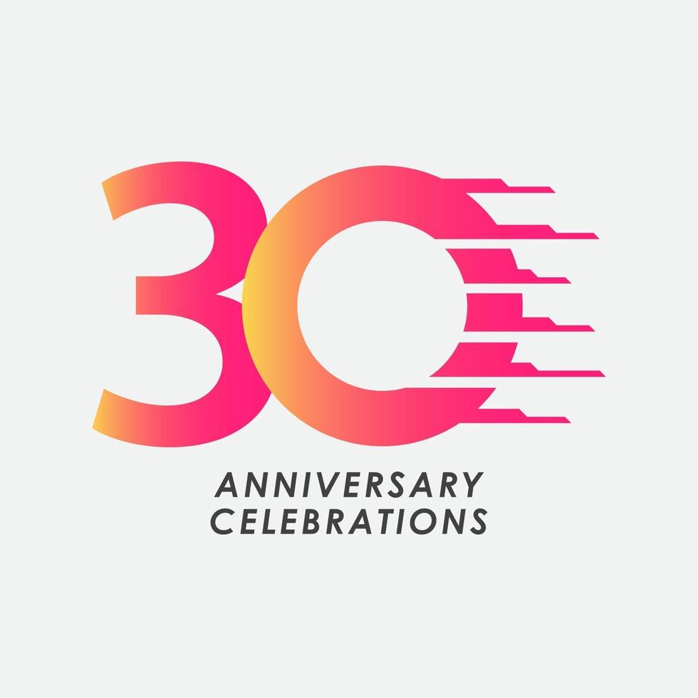 30 Years Anniversary Celebration Number Vector Template Design Illustration