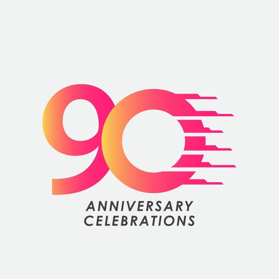 90 Years Anniversary Celebration Number Vector Template Design Illustration