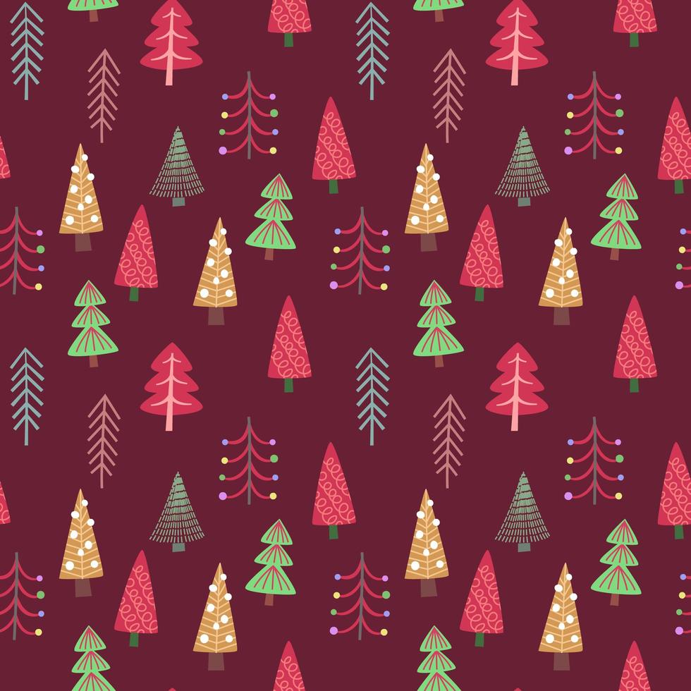 Colorful christmas tree rapport pattern. Perfect rapport. vector