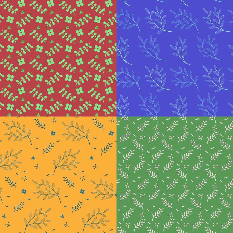 Four flower pattern background. Colorful rapport print. vector