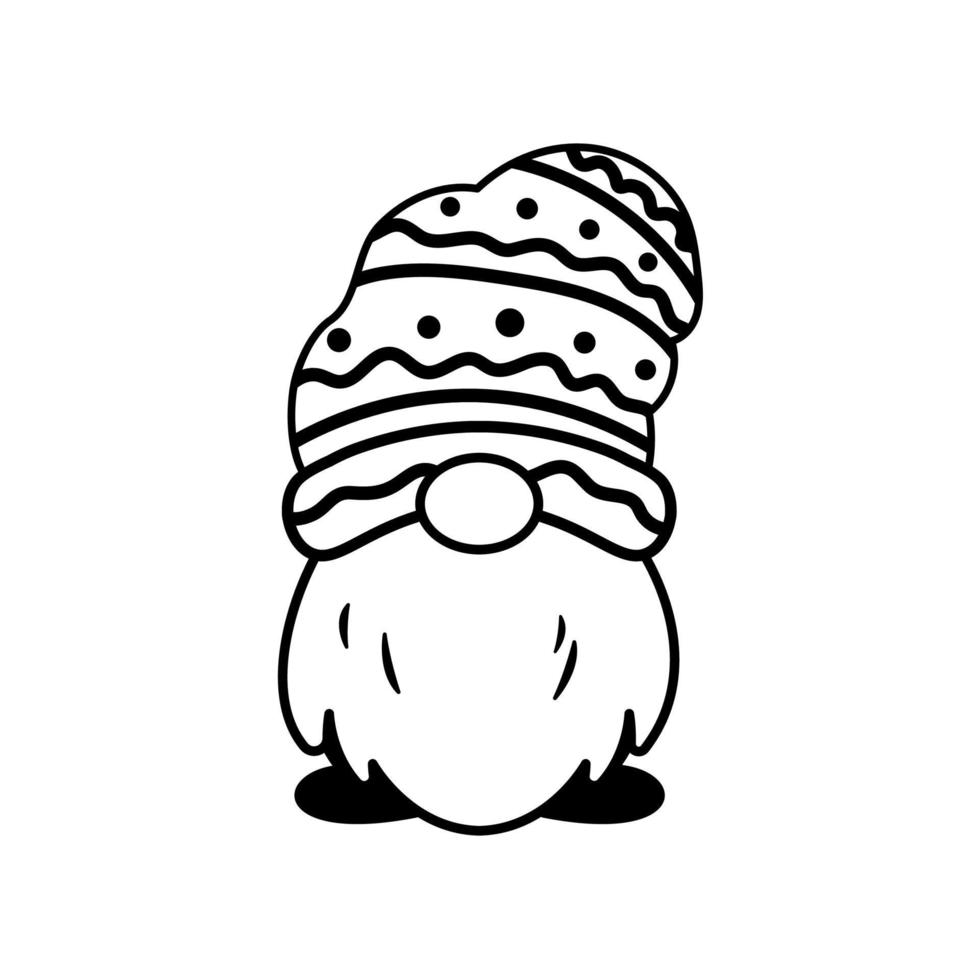 Line art Christmas gnomes design for coloring book isolated on a white background vector