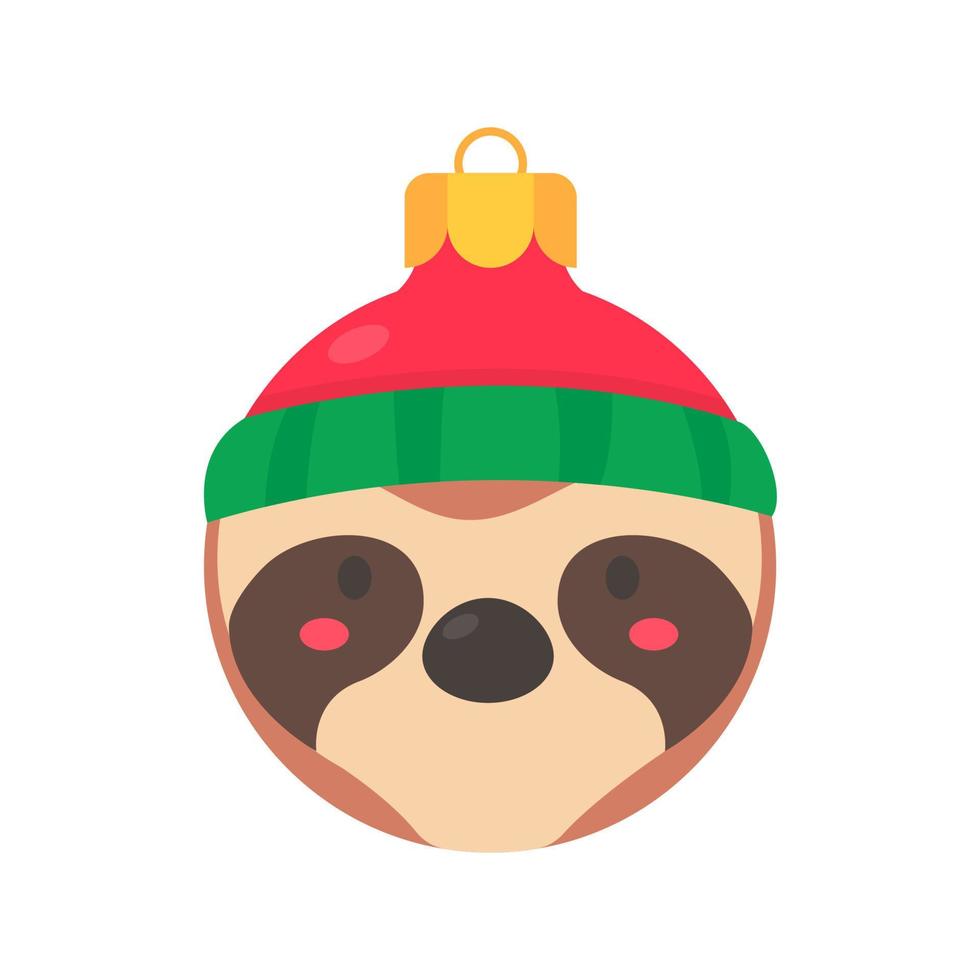 animal face christmas ball wearing a red woolen hat for decoration on Christmas vector