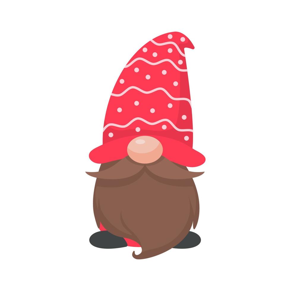 gnomo de navidad. un pequeño gnomo con un gorro de lana rojo. celebrar en navidad vector