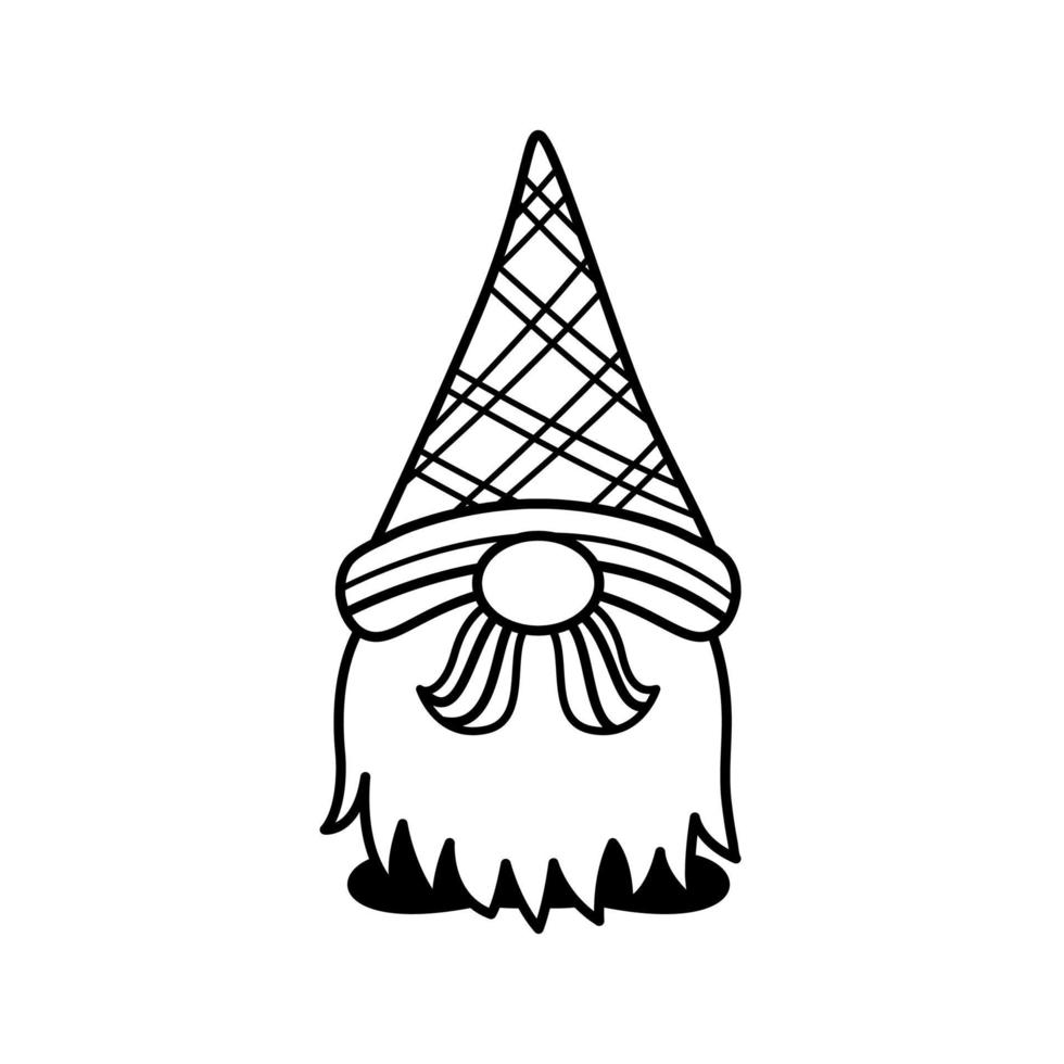 Line art Christmas gnomes design for coloring book isolated on a white background vector