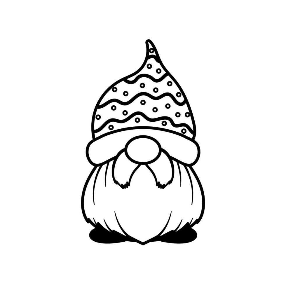 Line art Christmas gnomes design for coloring book isolated on a white background vector