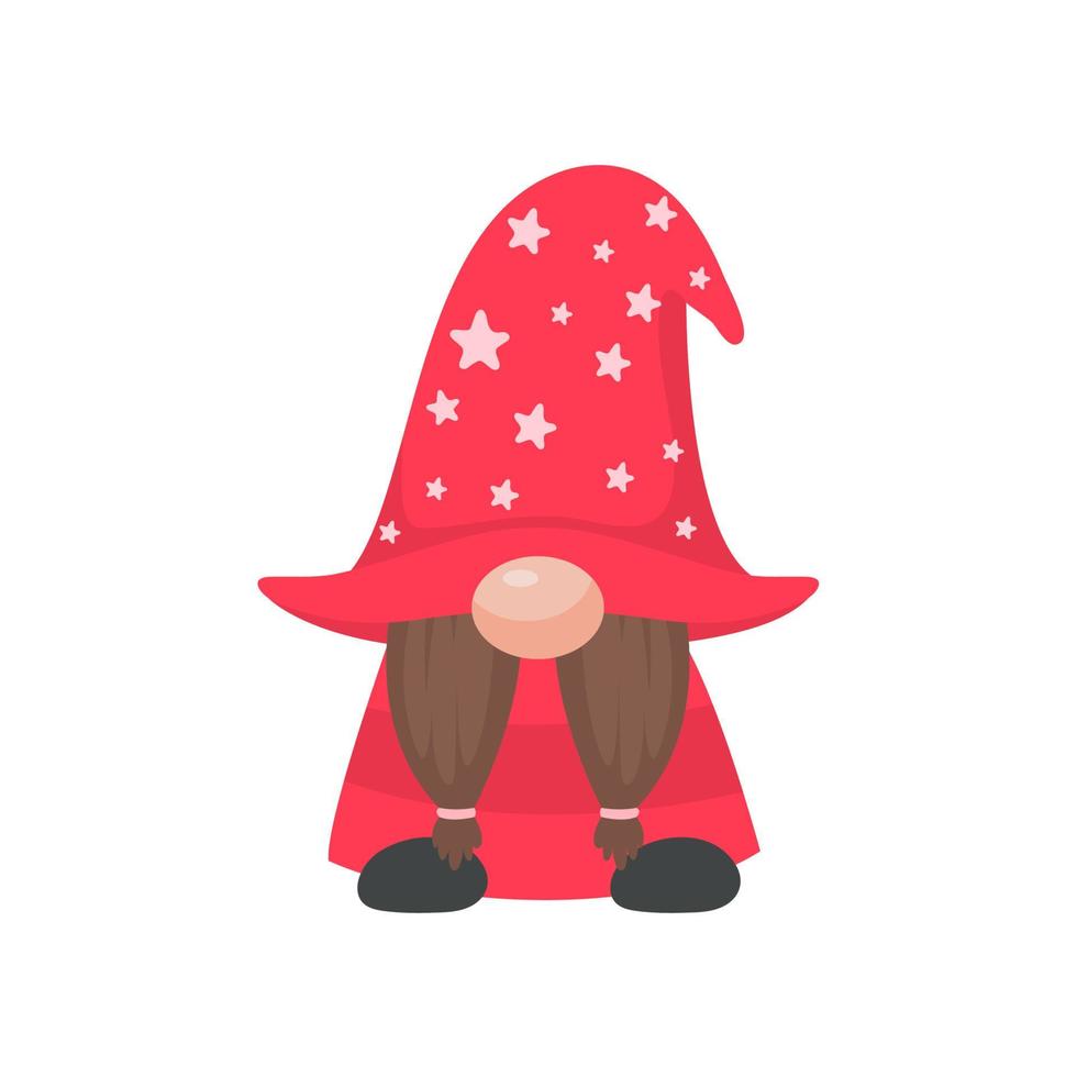 Christmas gnome. A little gnome wearing a red woolen hat. celebrate on christmas vector