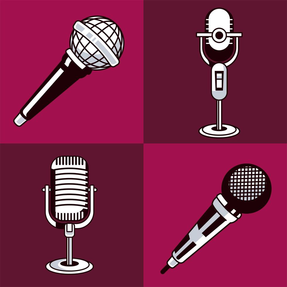 karaoke four mics vector