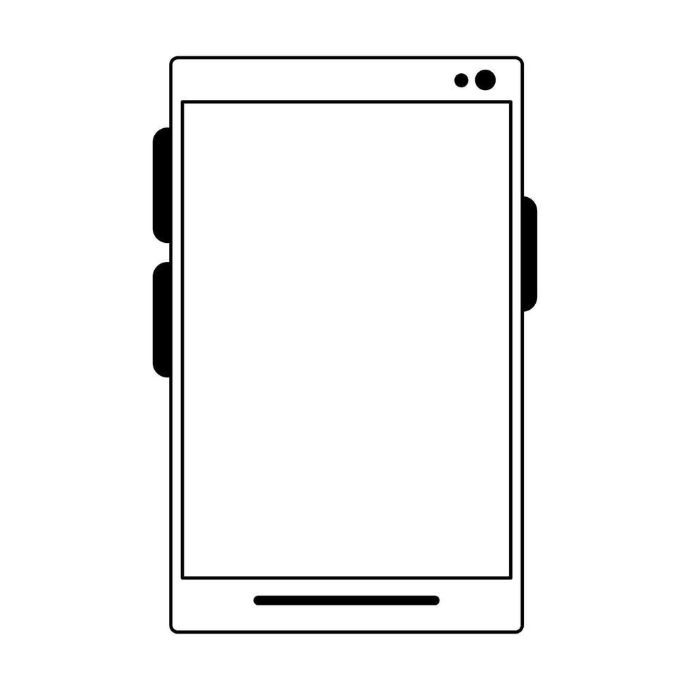 cellphone icon cartoon in black and white vector