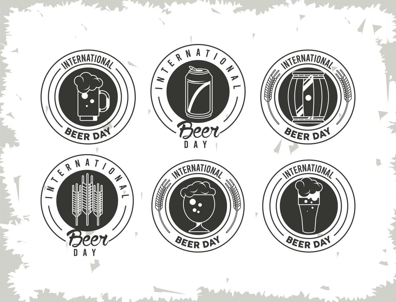 seis emblemas de cervezas vector