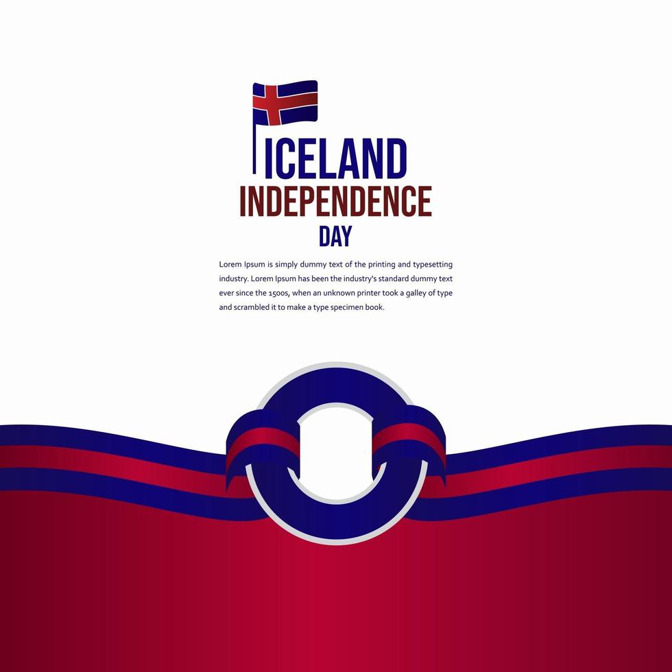 Ilustración de diseño de plantilla de vector de celebración del día de la independencia de Islandia