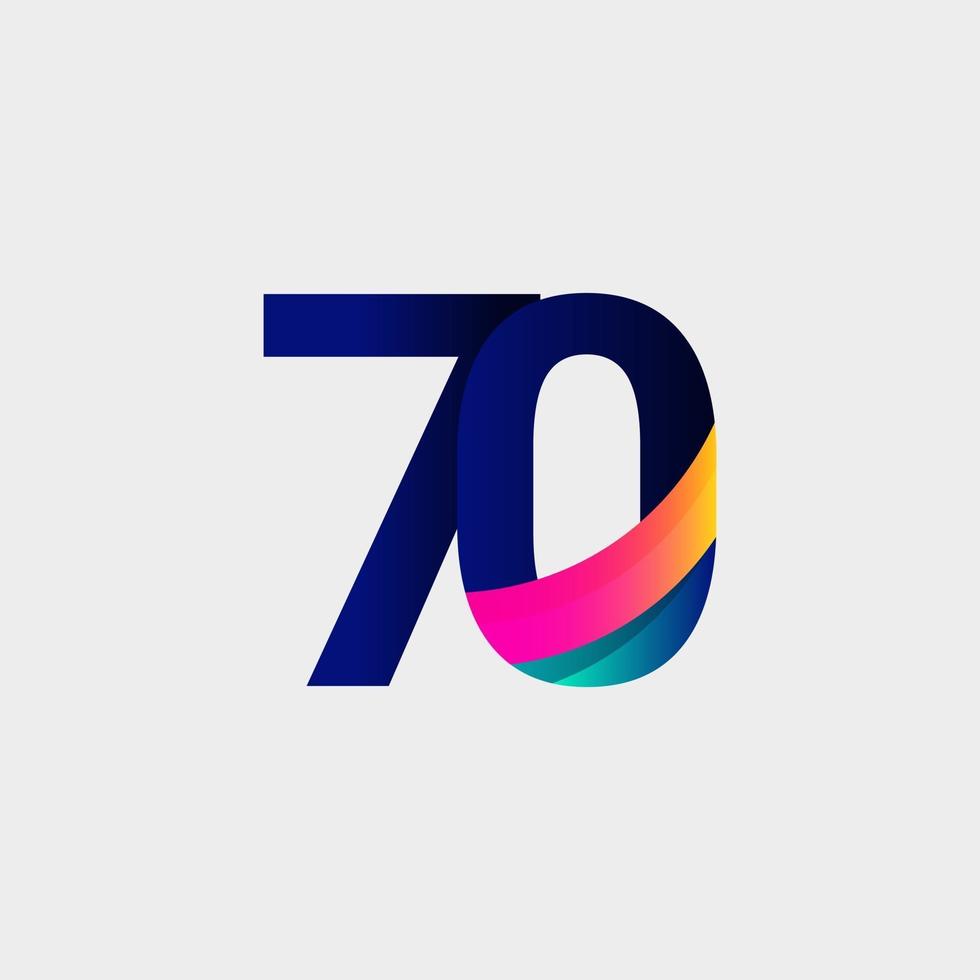 Ilustración de diseño de plantilla de vector de número de celebración de aniversario de 70 años