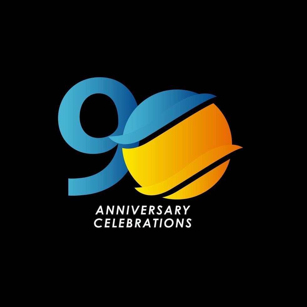 90 Years Anniversary Celebration Number Vector Template Design Illustration