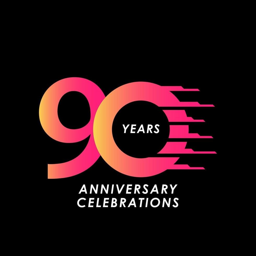 90 Years Anniversary Celebration Number Vector Template Design Illustration