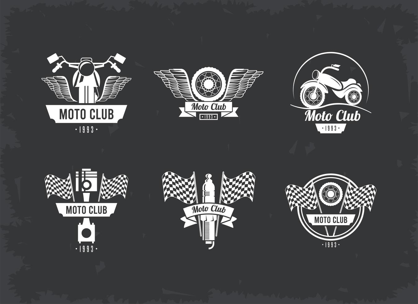 seis emblemas de motorista vector