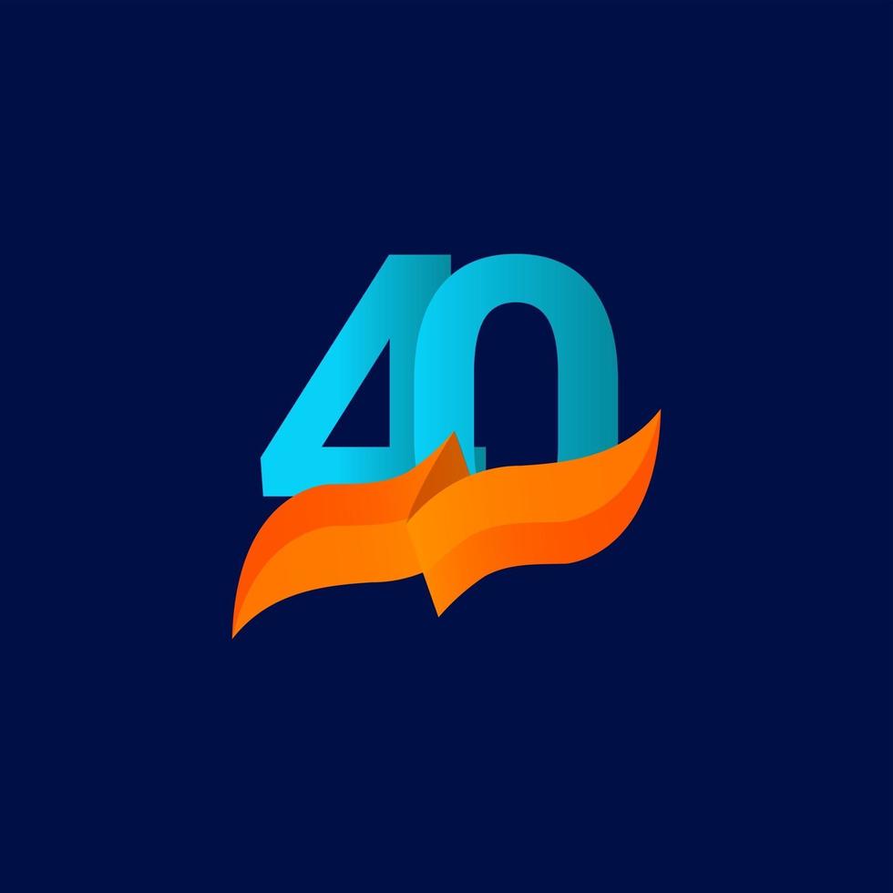 Ilustración de diseño de plantilla de vector de número de celebración de aniversario de 40 años