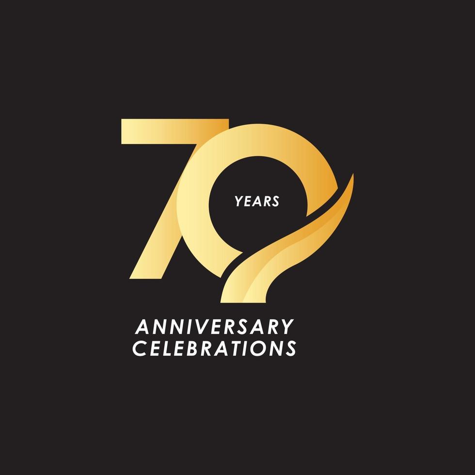 70 Years Anniversary Celebration Number Vector Template Design Illustration