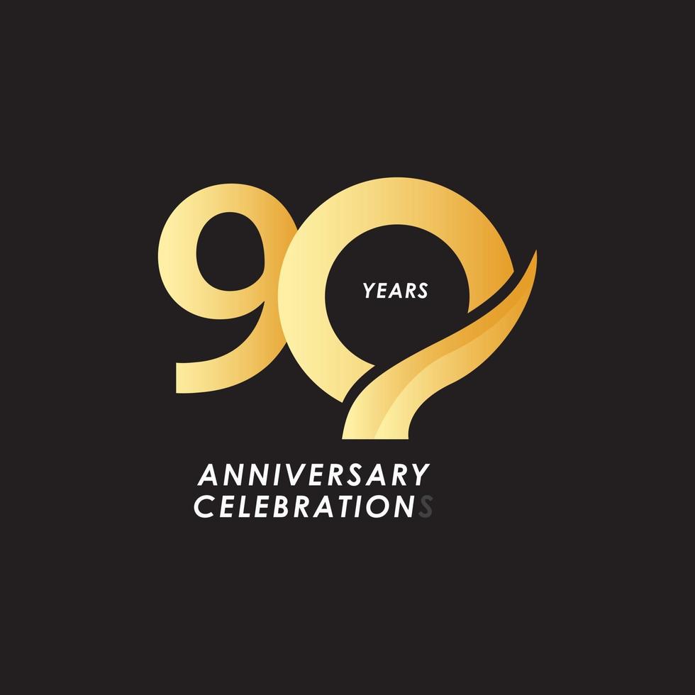90 Years Anniversary Celebration Number Vector Template Design Illustration