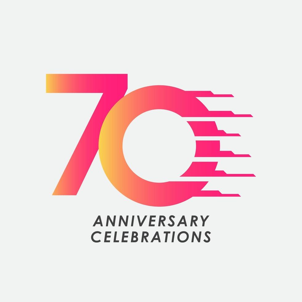 70 Years Anniversary Celebration Number Vector Template Design Illustration