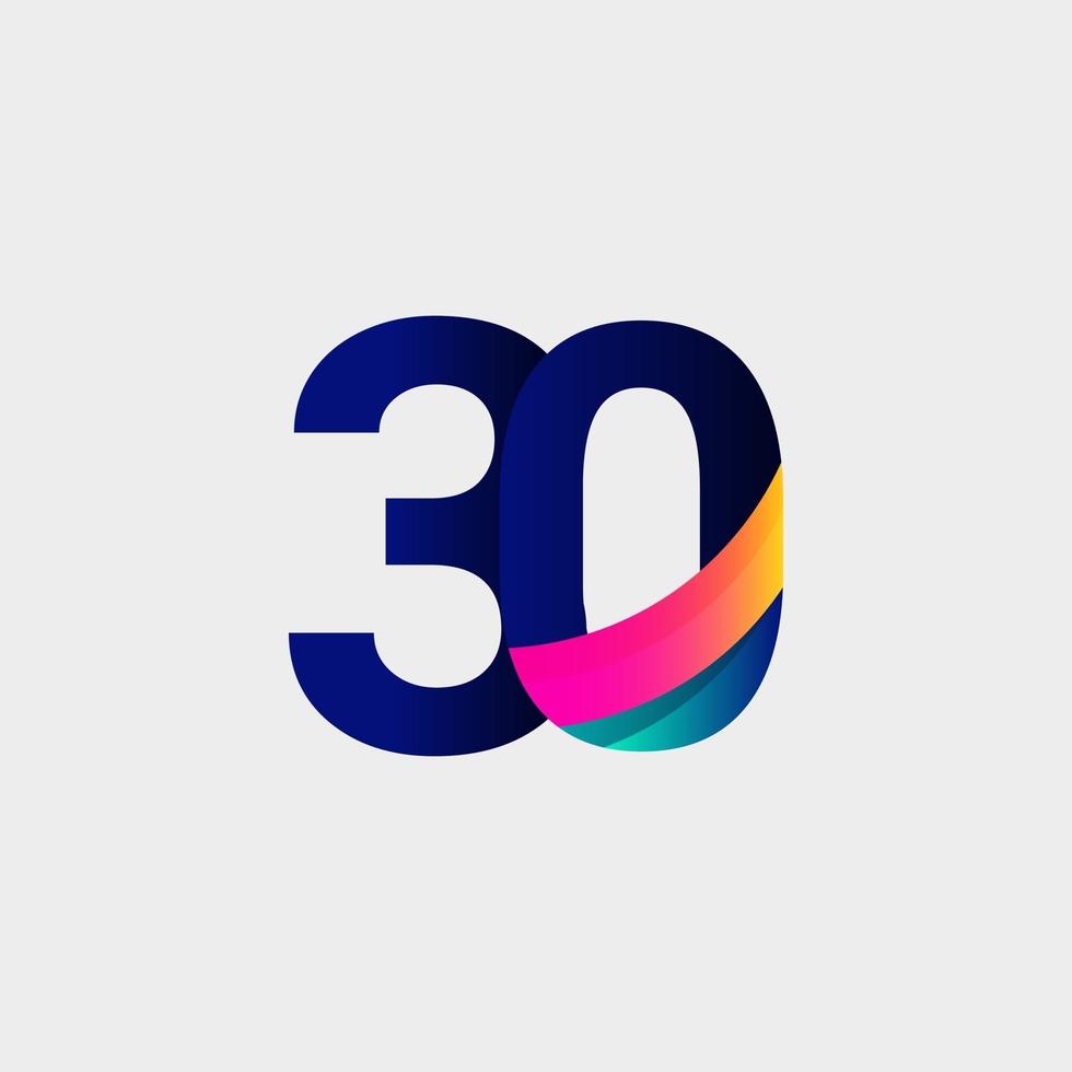 Ilustración de diseño de plantilla de vector de número de celebración de aniversario de 30 años