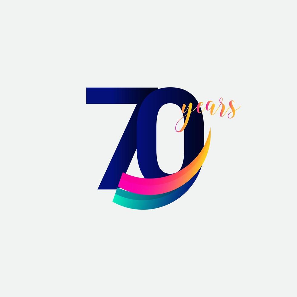 Ilustración de diseño de plantilla de vector de número de celebración de aniversario de 70 años