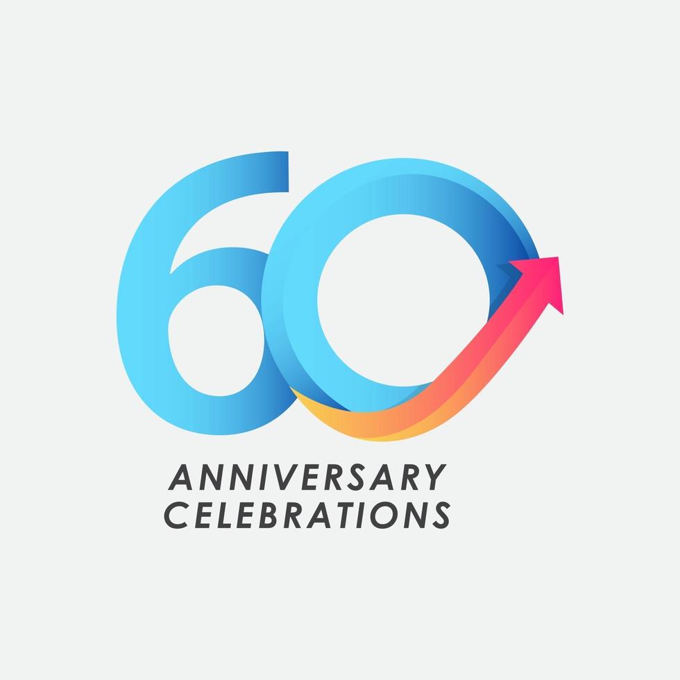 60 Years Anniversary Celebration Number Vector Template Design Illustration