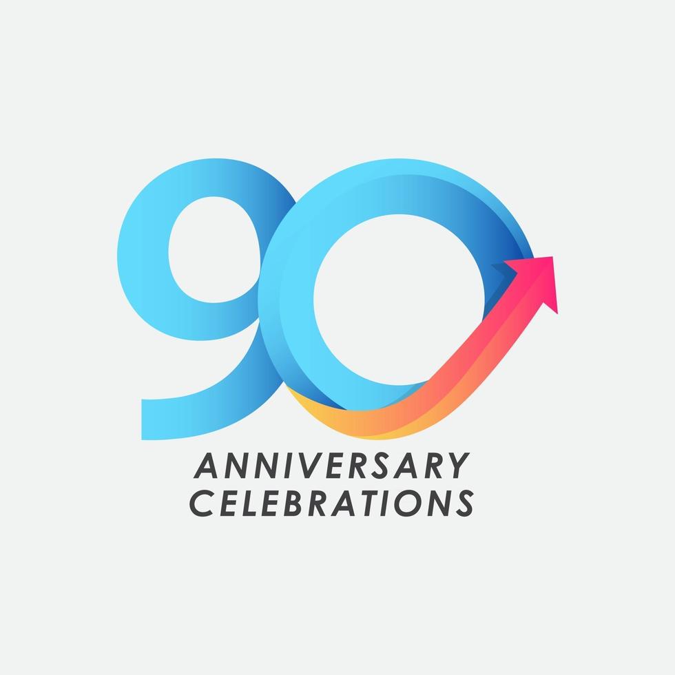 90 Years Anniversary Celebration Number Vector Template Design Illustration