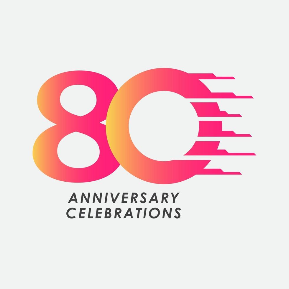 80 Years Anniversary Celebration Number Vector Template Design Illustration