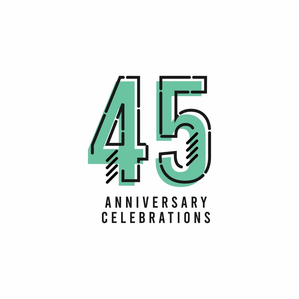 45 Years Anniversary Celebration Vector Template Design Illustration
