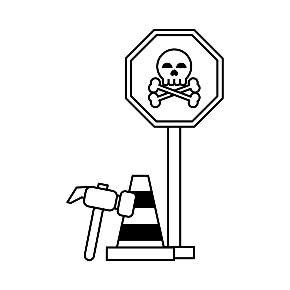 danger sign with tools vector