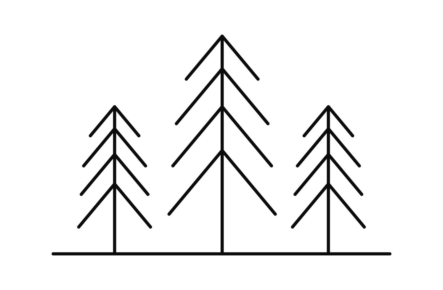 pinos árboles estilo de línea vector