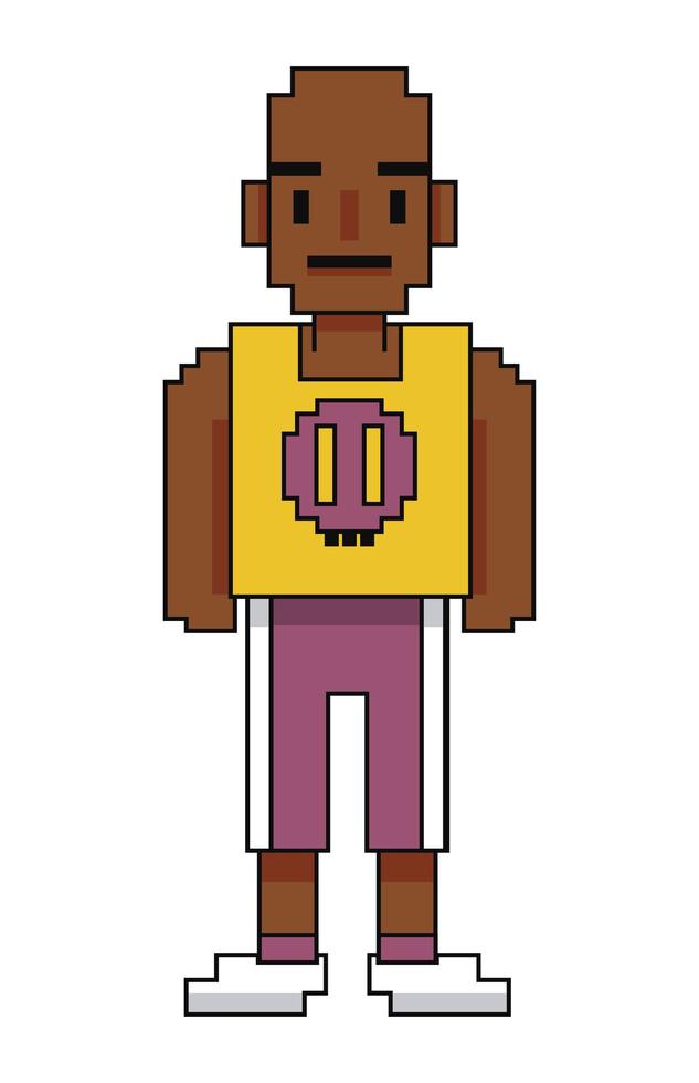 avatar joven afro pixelado vector