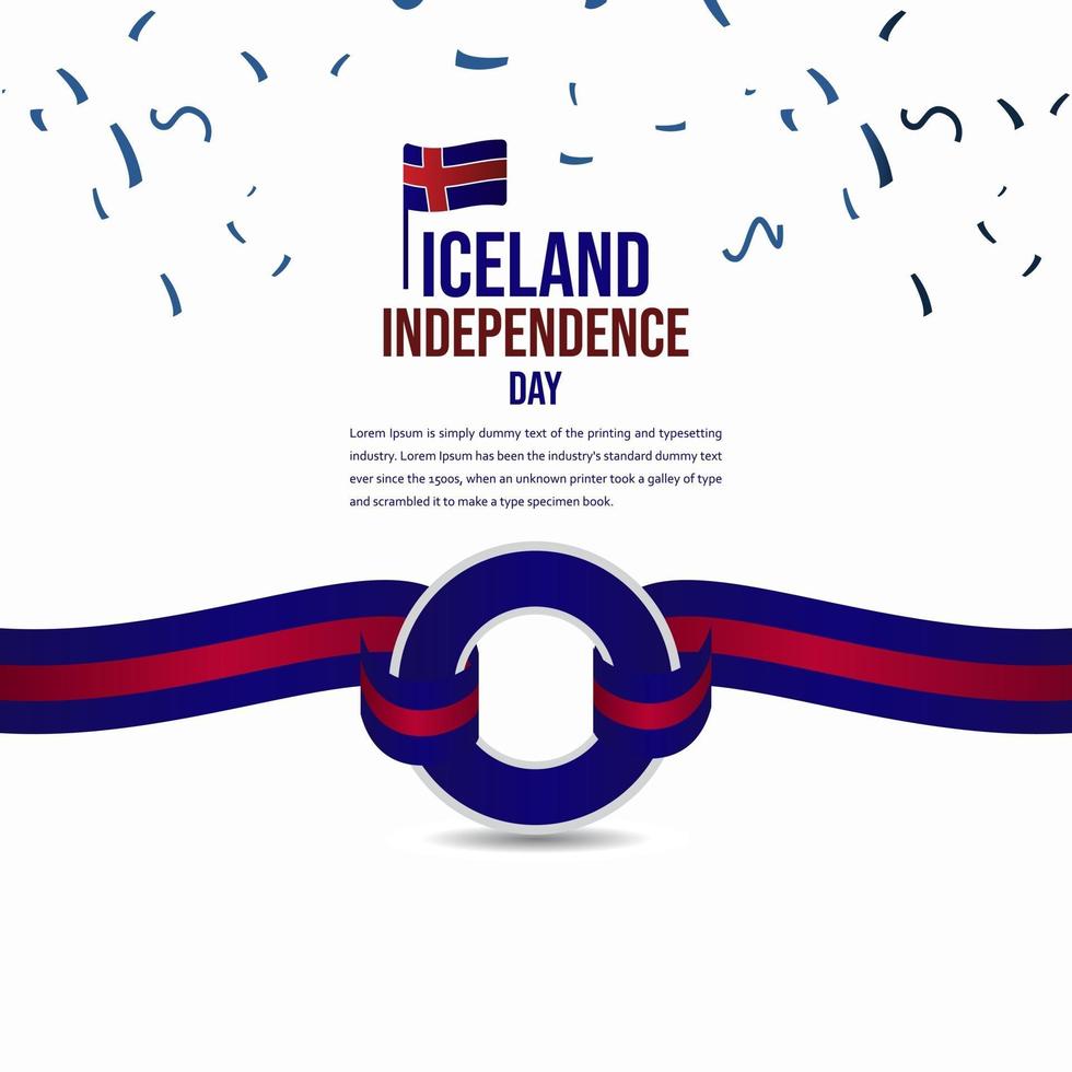 Ilustración de diseño de plantilla de vector de celebración del día de la independencia de Islandia