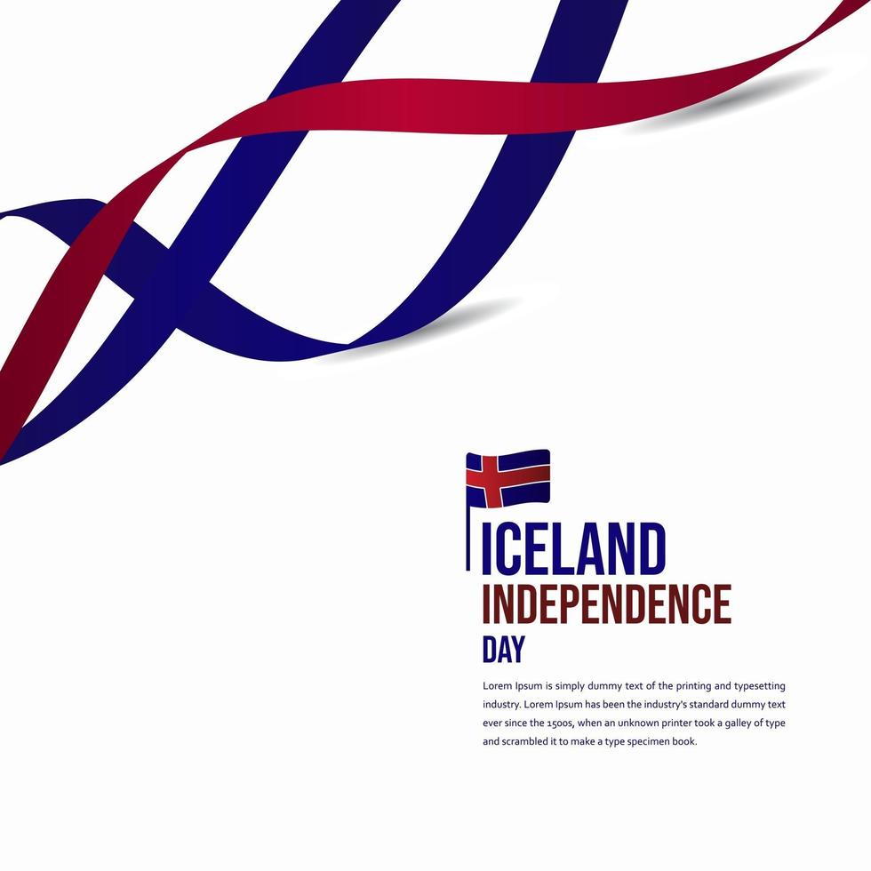 Ilustración de diseño de plantilla de vector de celebración del día de la independencia de Islandia