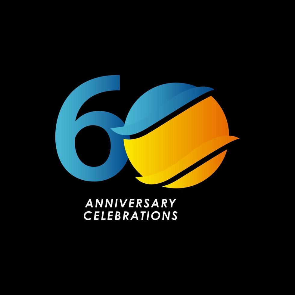 60 Years Anniversary Celebration Number Vector Template Design Illustration