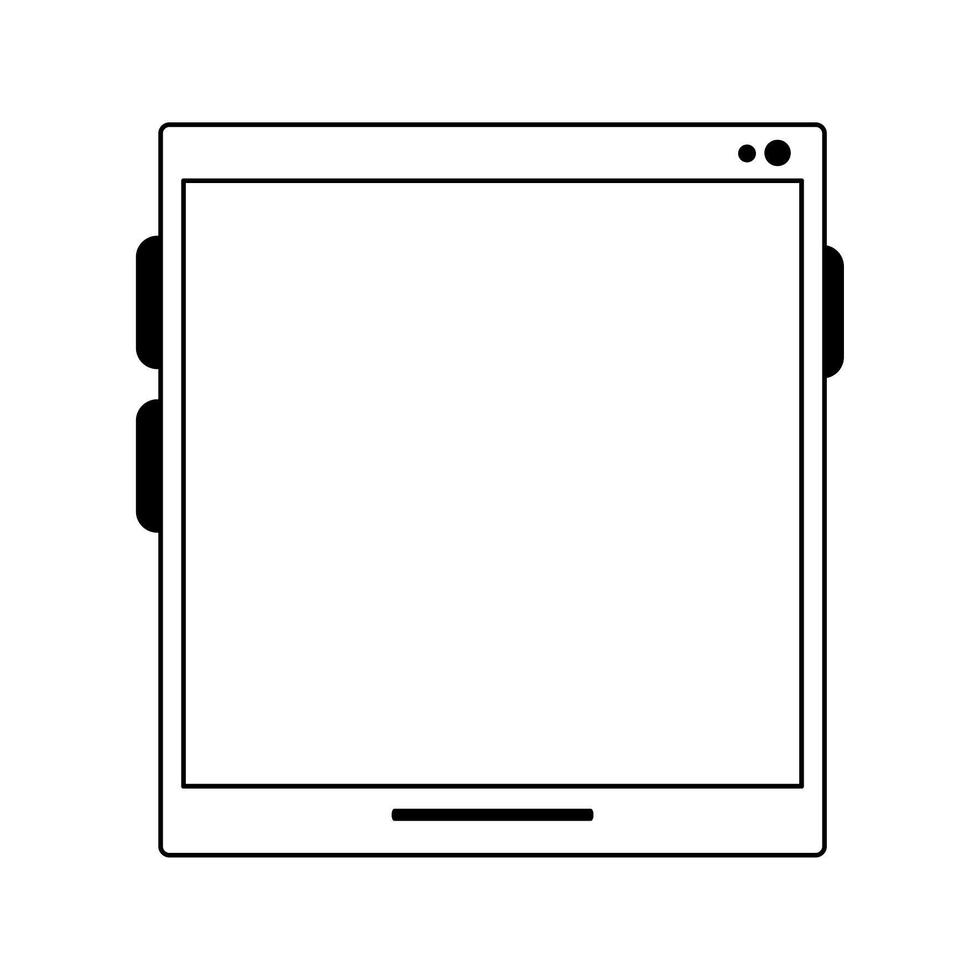 tablet icon cartoon in black and white vector