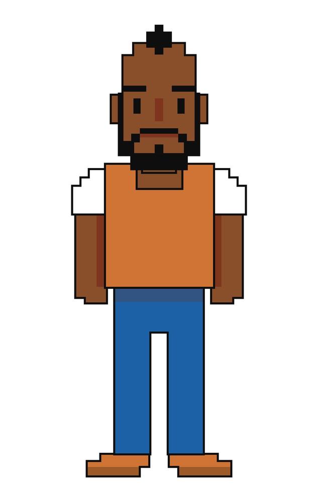 avatar barbudo afro pixelado vector