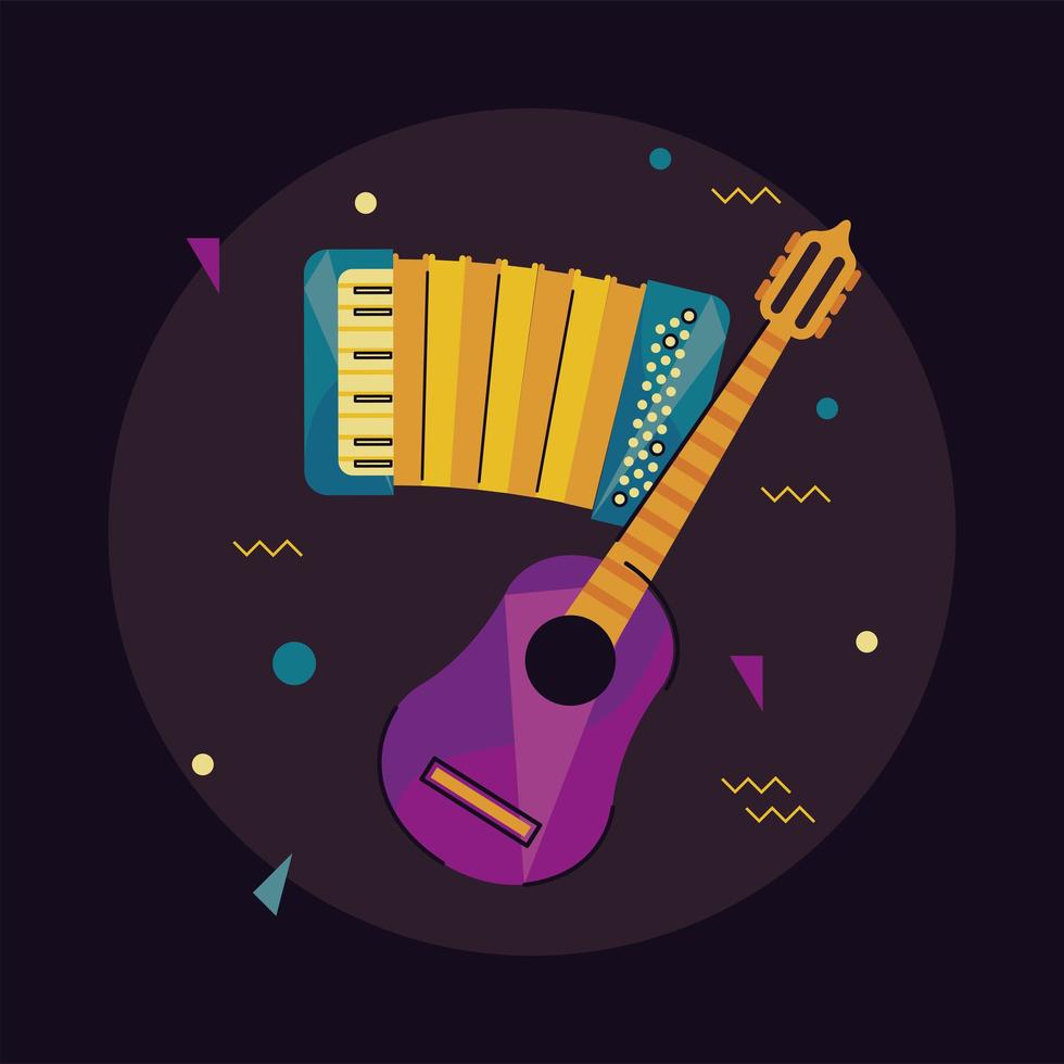 guitar and accordion vector