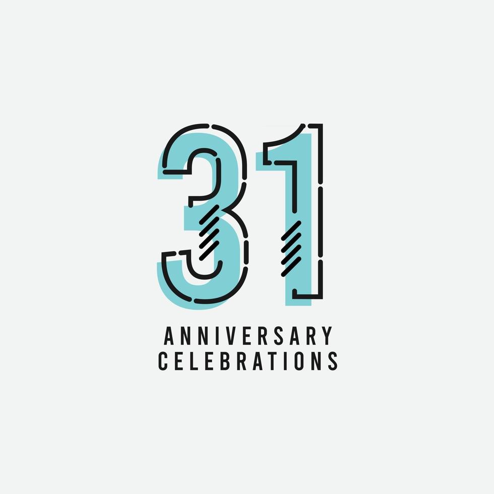 31 Years Anniversary Celebration Vector Template Design Illustration