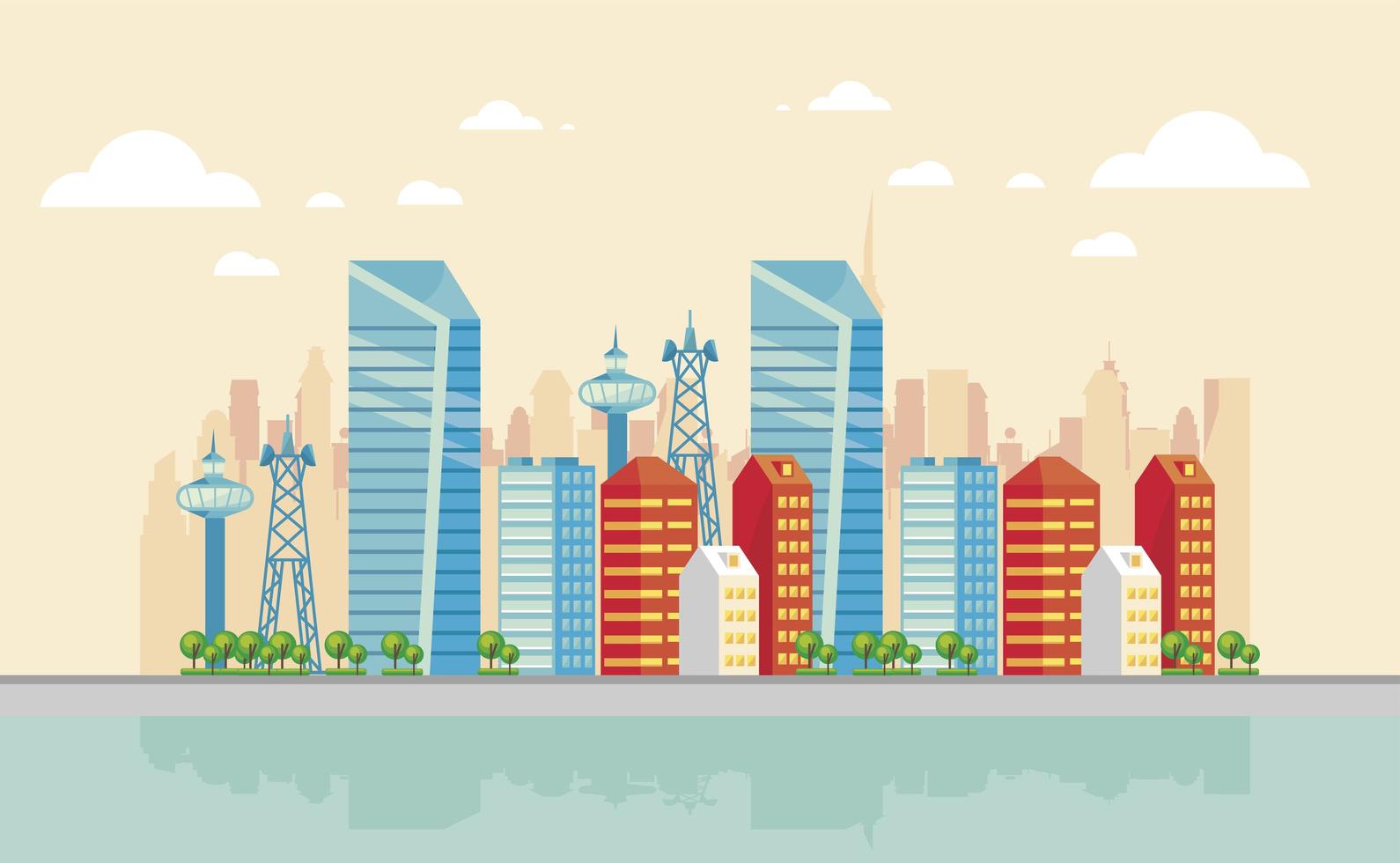 smartcity scene with buildings vector