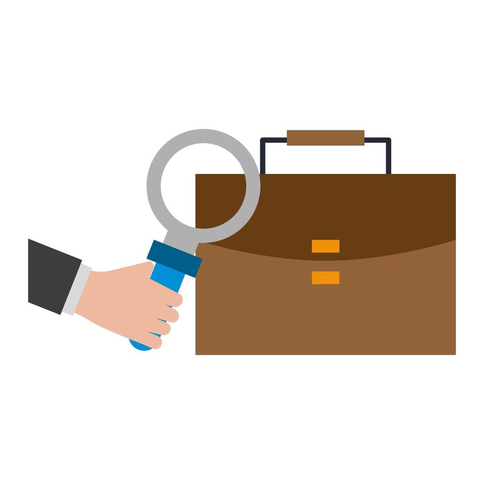 briefcase and magnifying glass vector