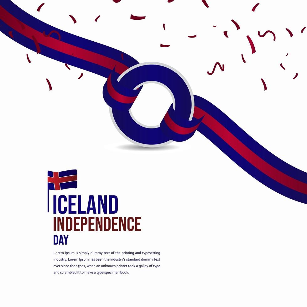 Ilustración de diseño de plantilla de vector de celebración del día de la independencia de Islandia