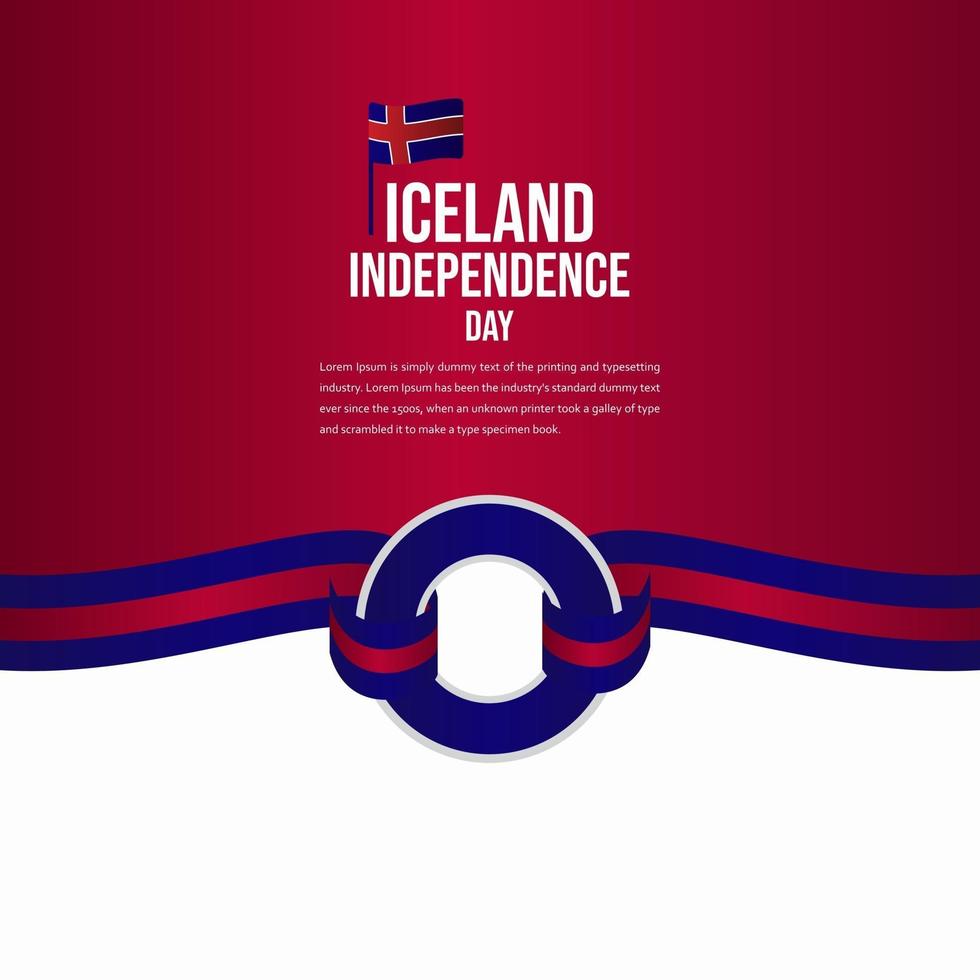 Ilustración de diseño de plantilla de vector de celebración del día de la independencia de Islandia