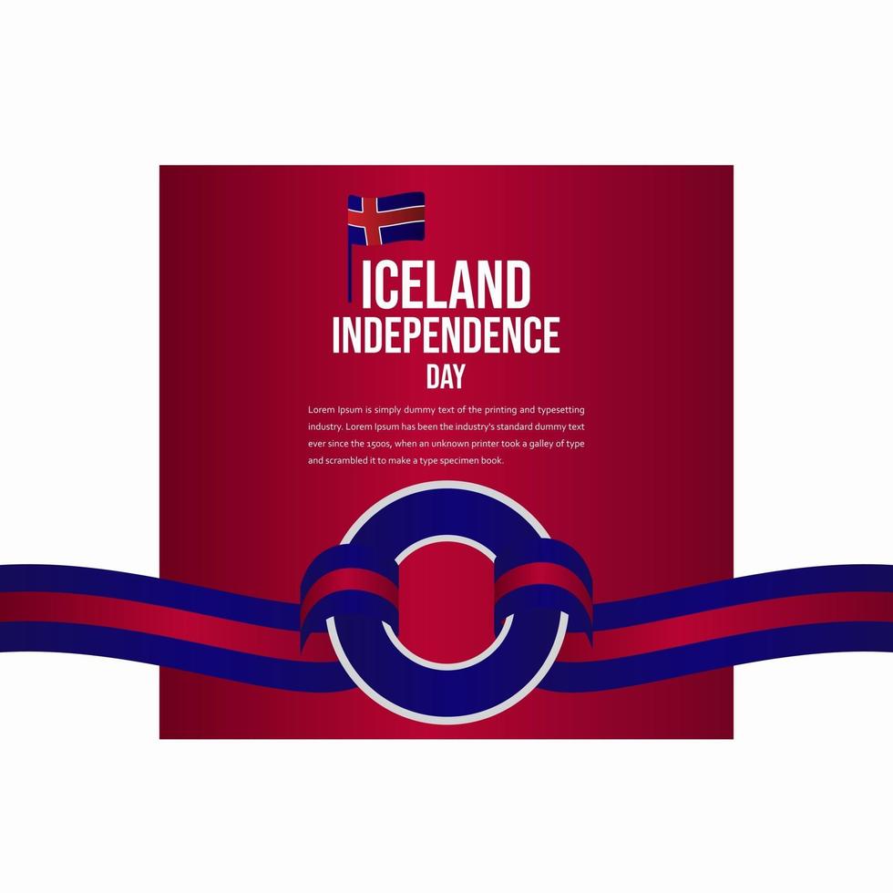 Ilustración de diseño de plantilla de vector de celebración del día de la independencia de Islandia