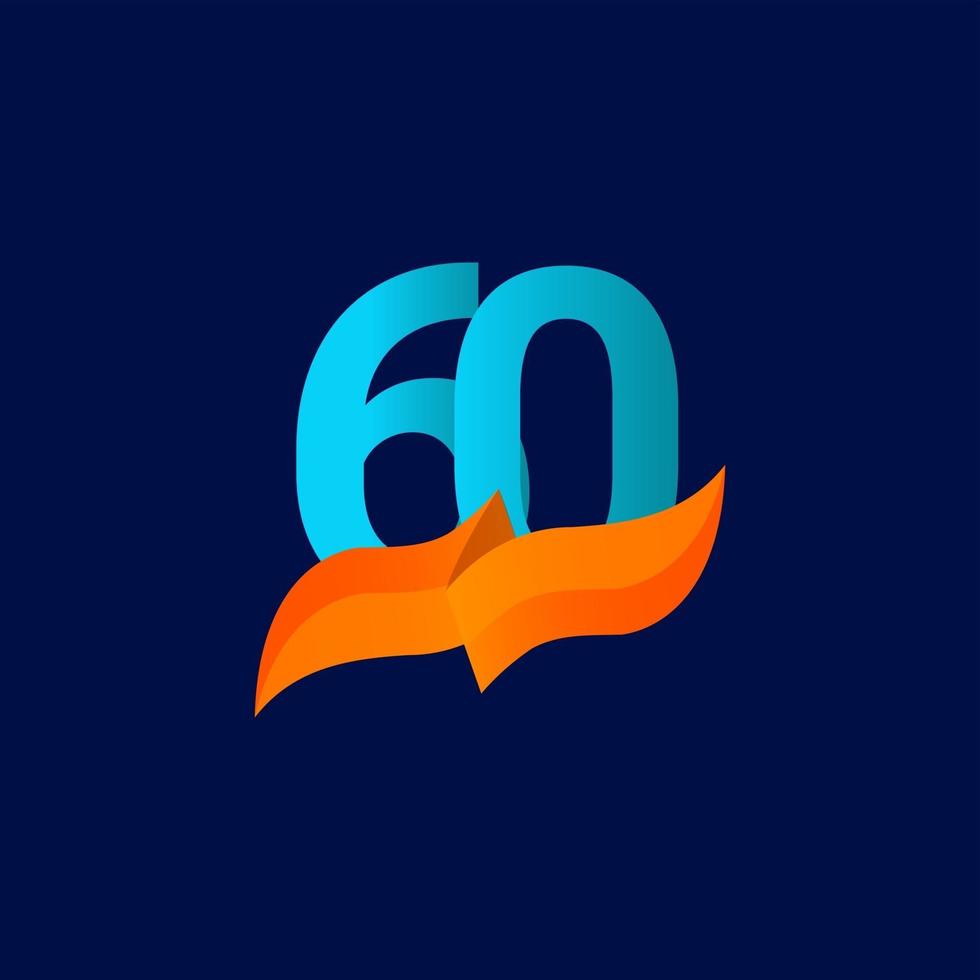 Ilustración de diseño de plantilla de vector de número de celebración de aniversario de 60 años