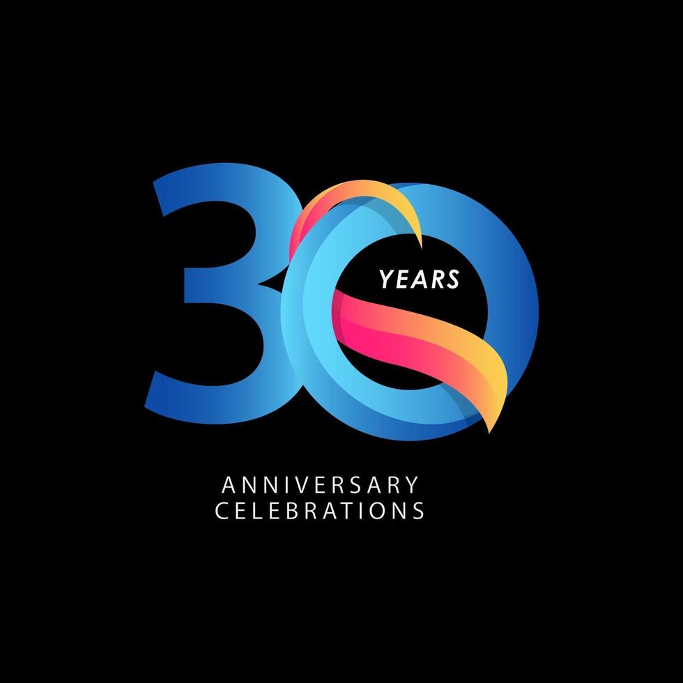 30 Years Anniversary Celebration Number Vector Template Design Illustration