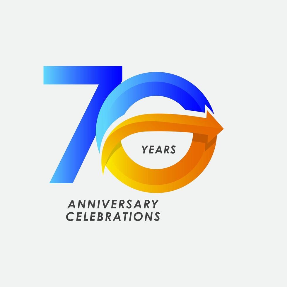 70 Years Anniversary Celebration Number Vector Template Design Illustration