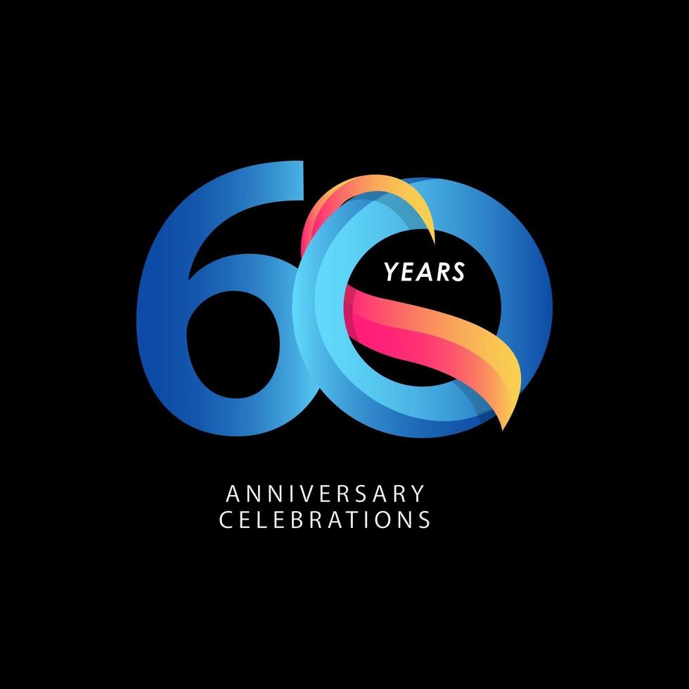 60 Years Anniversary Celebration Number Vector Template Design Illustration