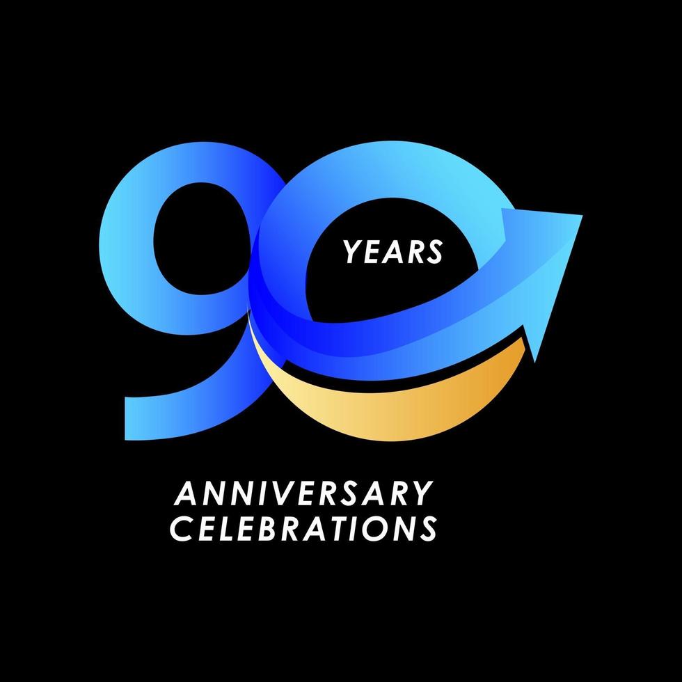 90 Years Anniversary Celebration Number Vector Template Design Illustration